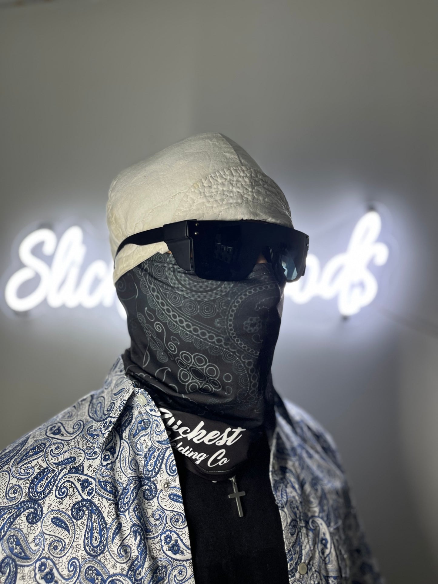 Black paisley neck gaiter