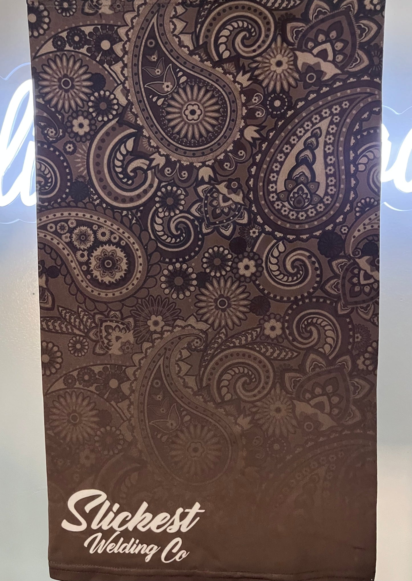 Brown paisley neck gaiter
