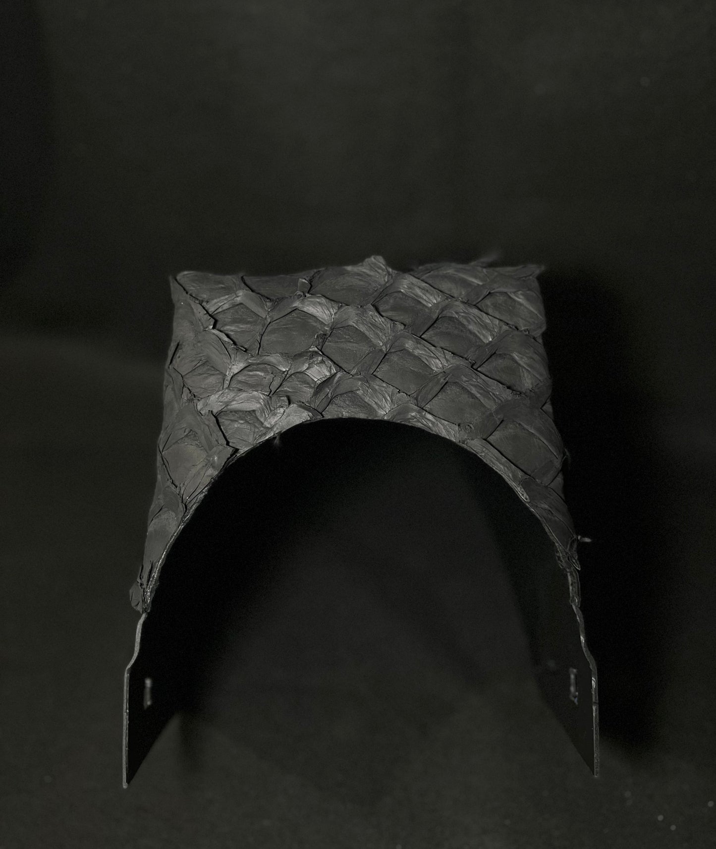 Black hood with a matte black pirarucu top bib