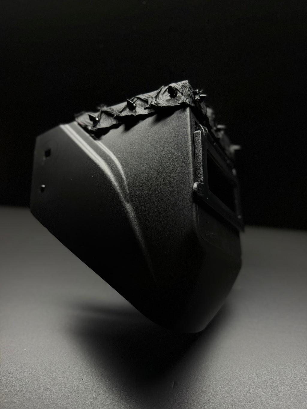triple black pirarucu square hood with spikes
