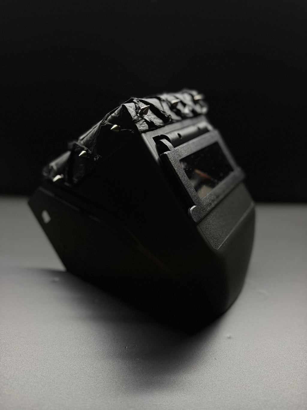 Spiked triple black pirarucu square hood