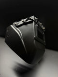 Spiked triple black pirarucu square hood