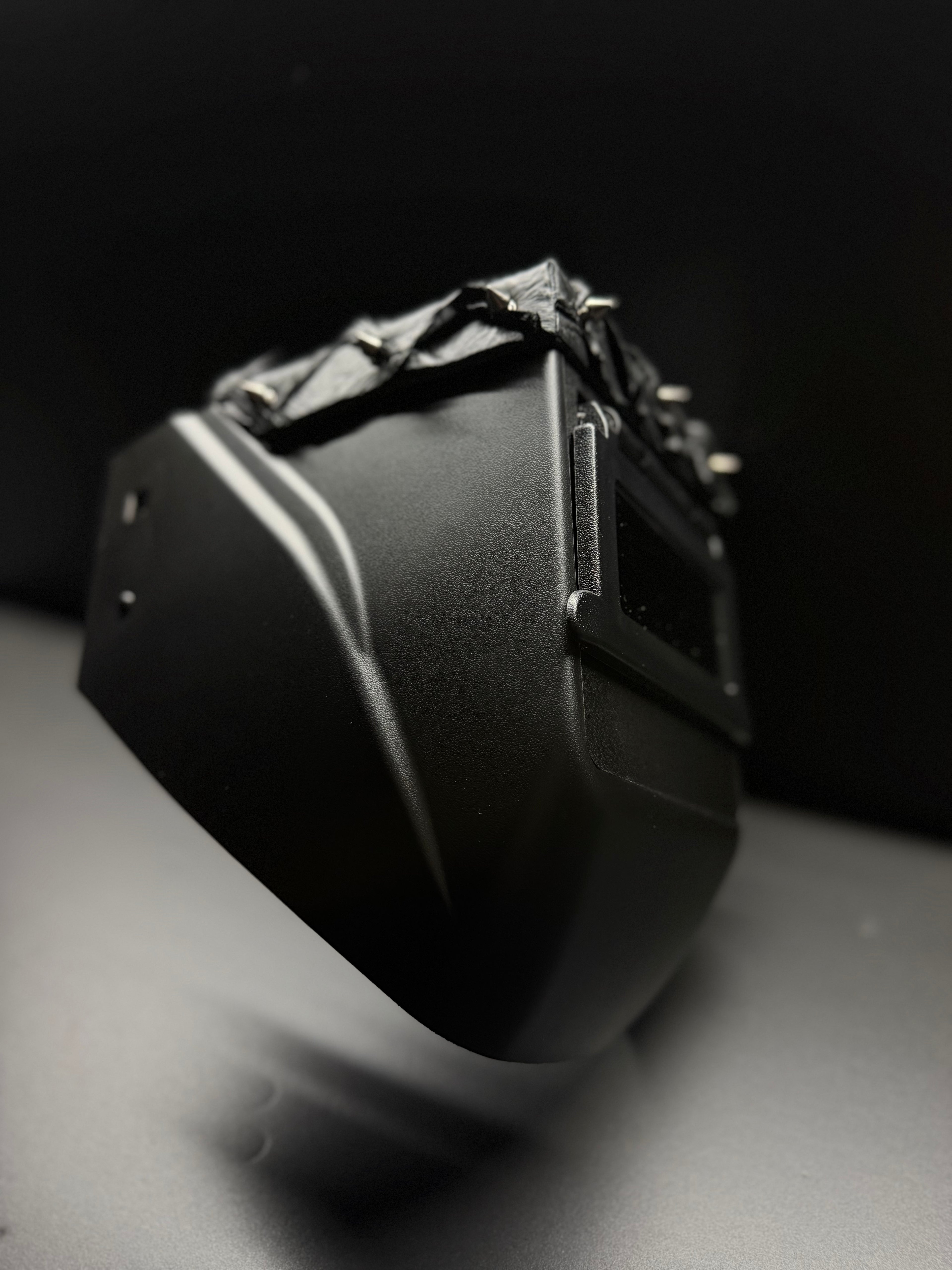 Spiked triple black pirarucu square hood