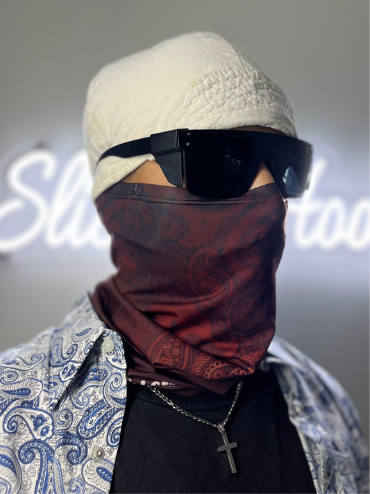 Maroon paisley neck gaiter