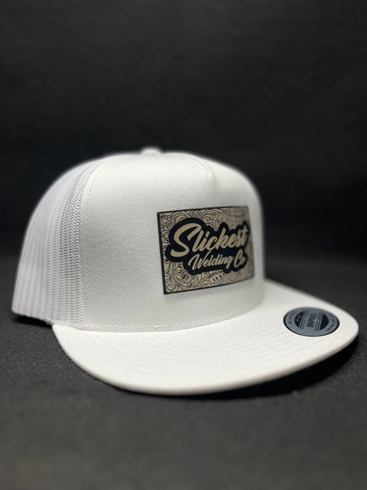 White hat with a tan patch