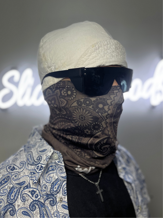 Brown paisley neck gaiter
