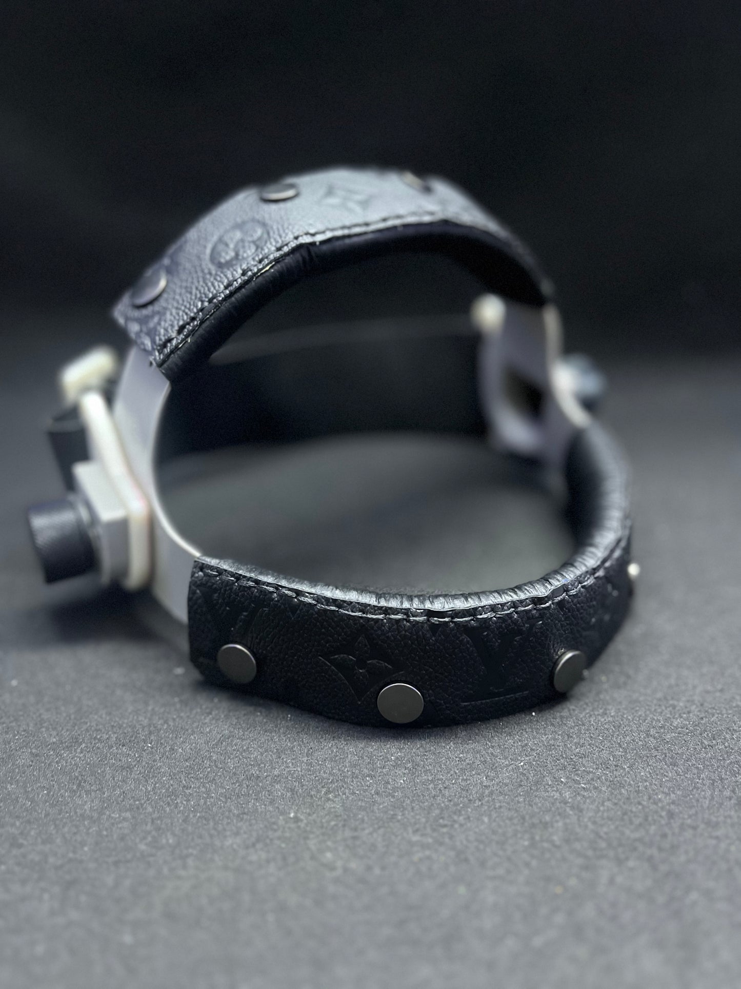 A set of black LV print headbands