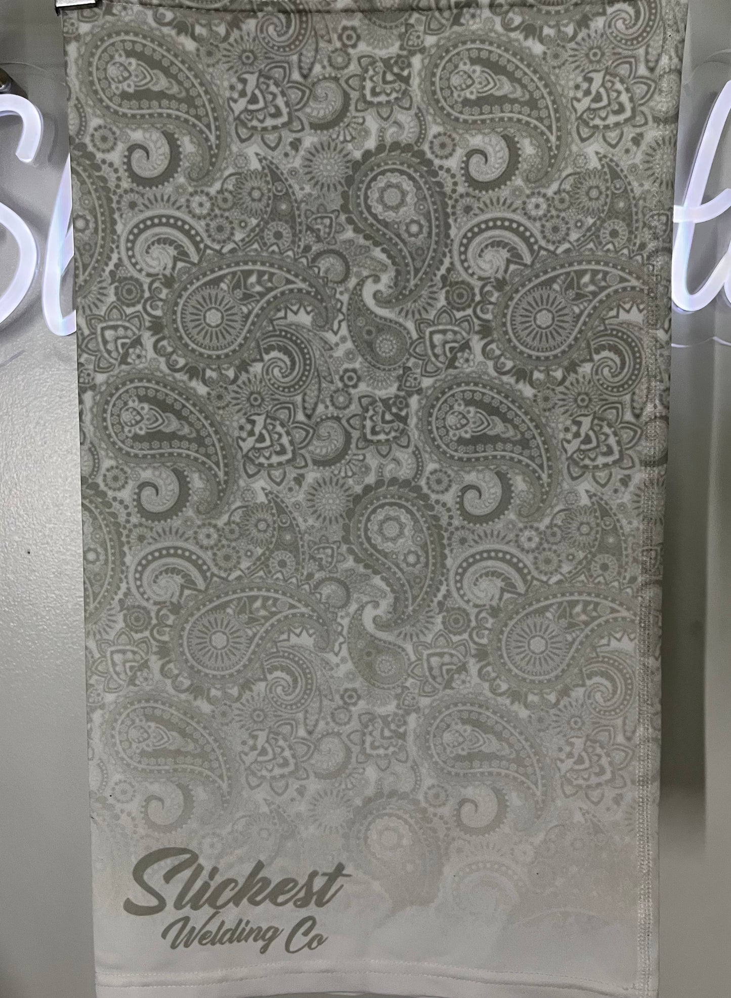 White paisley neck gaiter