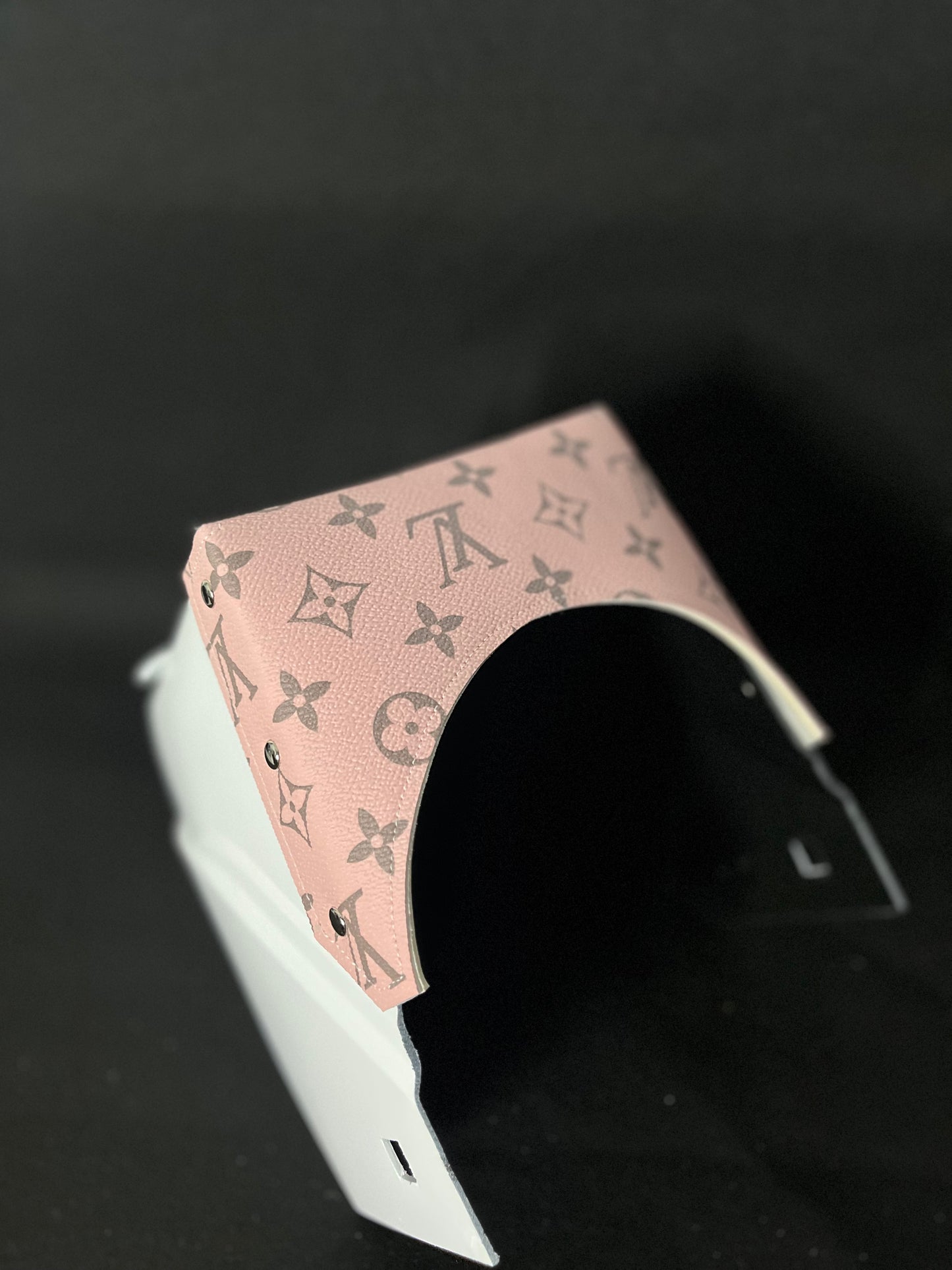 White hood with a pink lv top