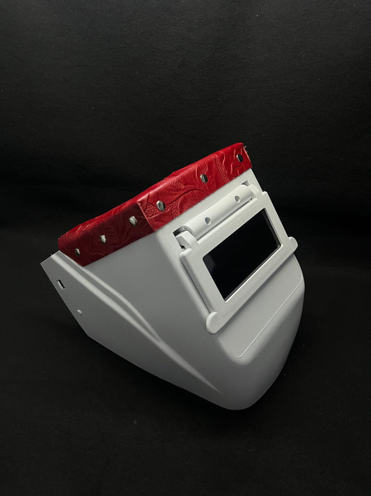 White hood with a red floral top